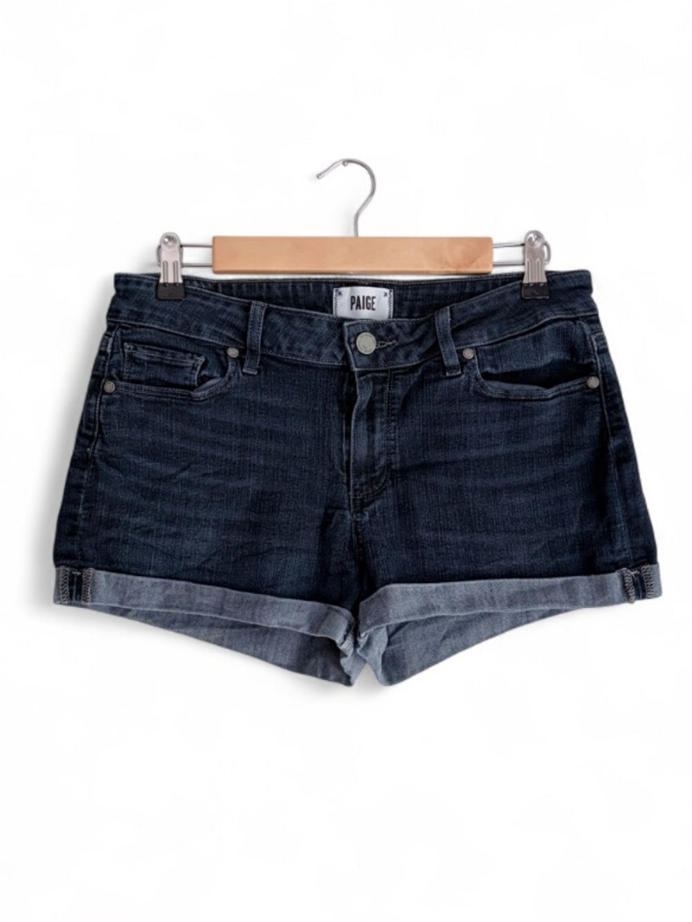 Paige Jimmy Jimmy Cuff Denim Shorts Size 28
